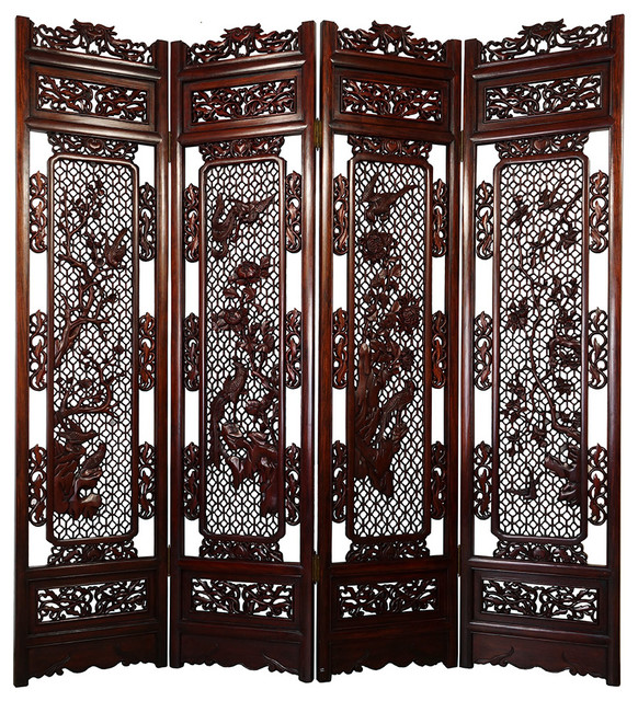 Asian Home Vintage Oriental Style 6 Panels Screen Room Divider