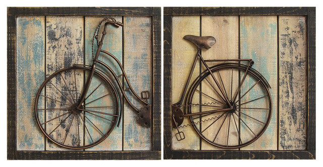 Bicycle Wall Decor rustic bicycle wall decor, 2-piece set - farmhouse - wall accents Bicycle Wall Decor rustic bicycle wall decor, 2-piece set - farmhouse - wall accents