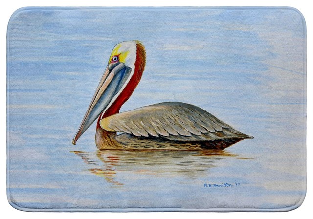 Summer Pelican Bath Mat 24x36 Beach Style Bath Mats By Betsy Drake Interiors