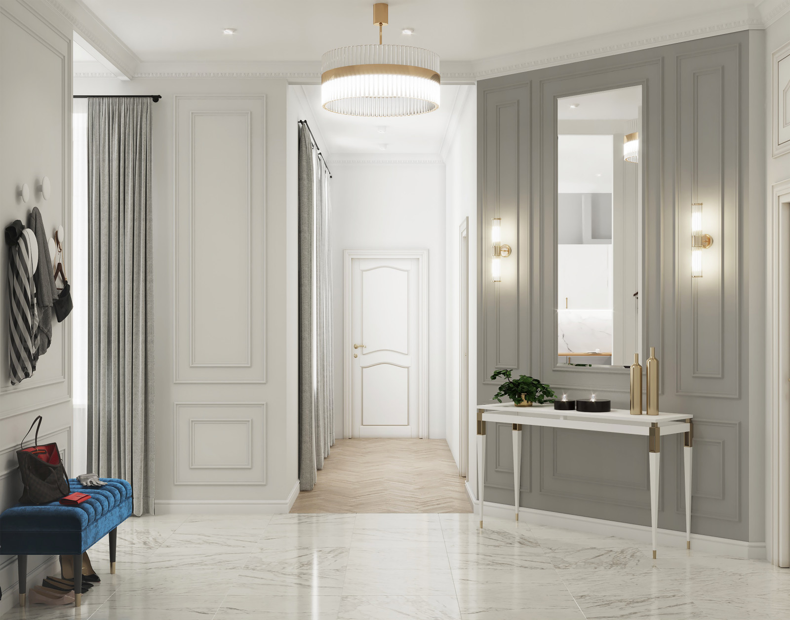 Дизайн проект квартиры в современной классике, Санкт-Петербург