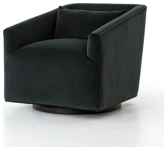 York Swivel Modern Velvet Smoke Chair - Transitional - Armchairs And ...