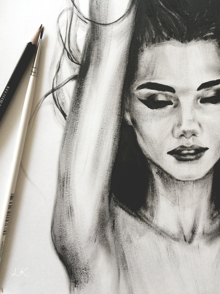 Черная гуашь; «сухая кисть»