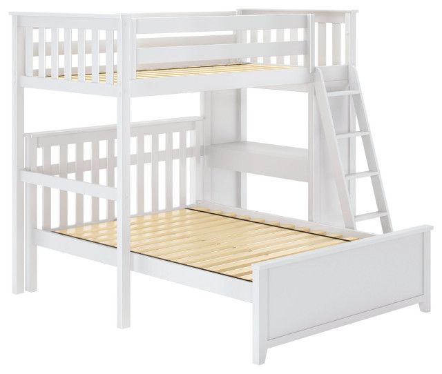 Plank Beam Twin Over Full All In One L, Twin Over Full L Shaped Bunk Bed With Stairs