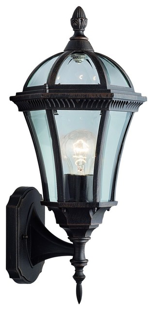 Capri Traditional Outdoor Wall Lantern, Rustic Brown