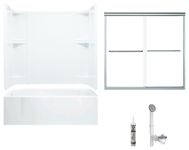 Sterling Accord Vikrell LeftHand Drain Bathtub Shower Kit 72"x40"x48