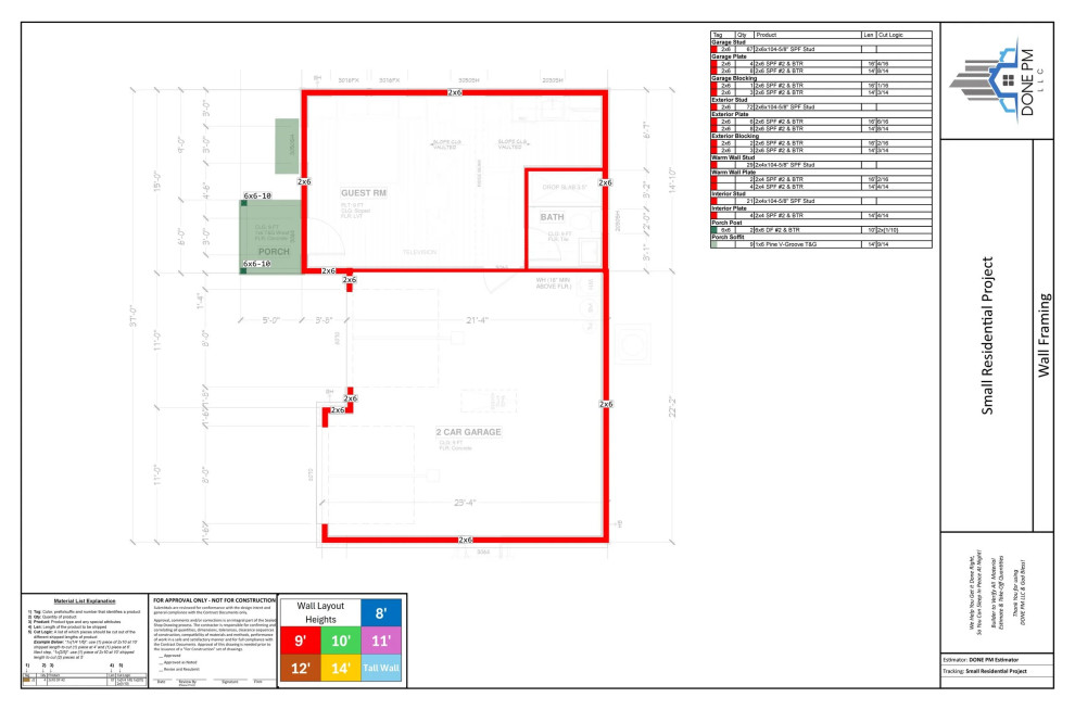 Sample Material Estimate and Takeoff
