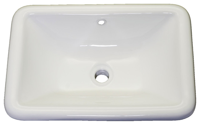 vanity fantasies "cornet" porcelain rectangular drop-in vanity sink, white