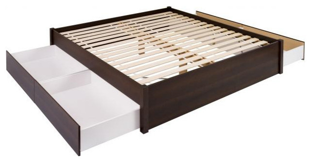 King Select 4-Post Platform Bed With 4 Drawers, Espresso
