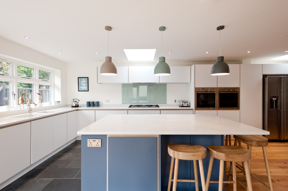 Photo of a large contemporary kitchen in Kent.