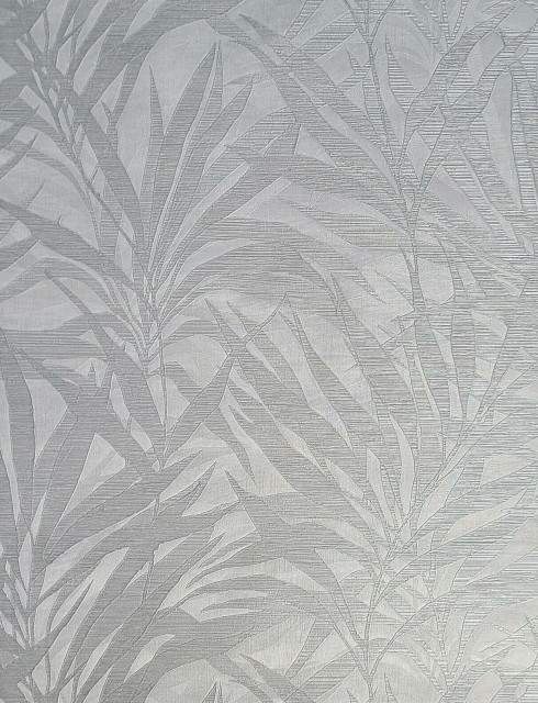 Floral Gray Silver palm tree leaves branches textured wallpaper, 8.5