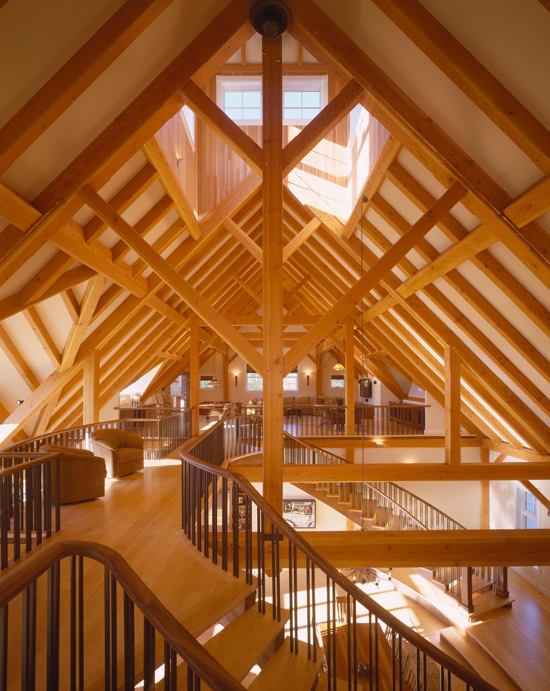 Lakeside Luxury Timber Frame Farmhouse Hall Portland Maine by