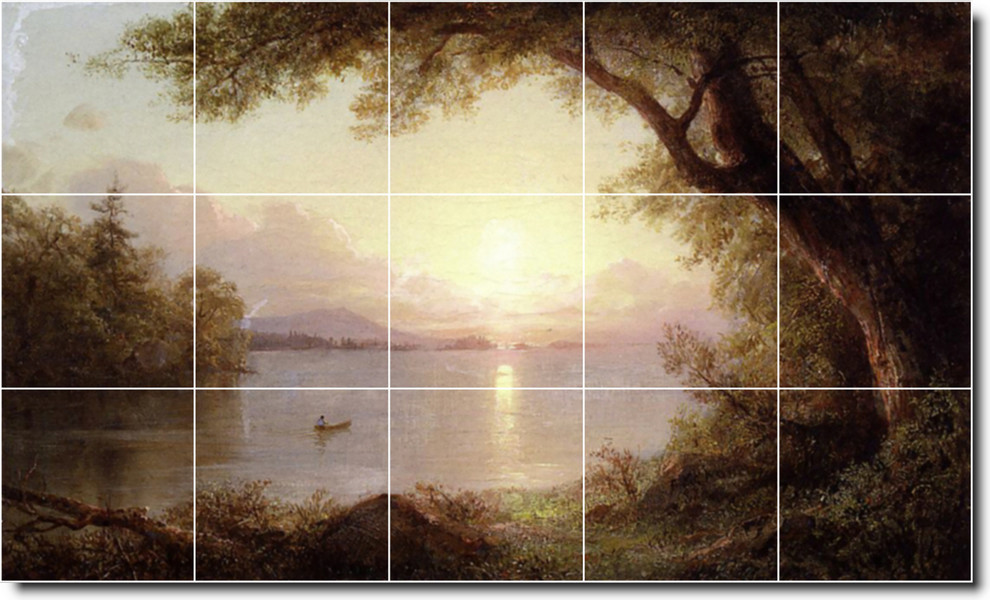 Frederic Church Waterfront Painting Ceramic Tile Mural #181, 60"x36"