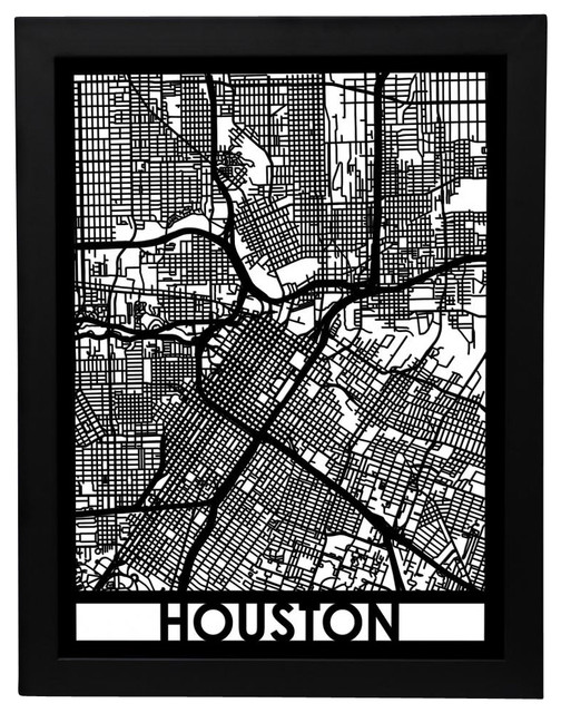 Houston Street Map - Contemporary - Prints And Posters - by Cut Maps ...