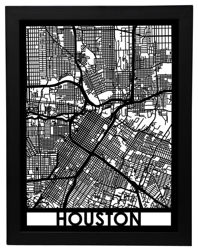 Houston Street Map - Contemporary - Prints And Posters - by Cut Maps ...