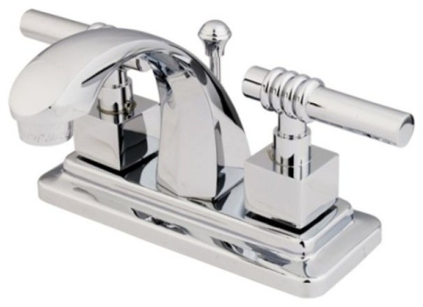 Two Handle 4" Centerset Lavatory Faucet with Brass Pop-up KS4641QL