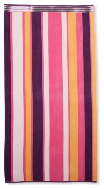 Beach Towel 450GSM, 34 x 63 - Stripes, Pink
