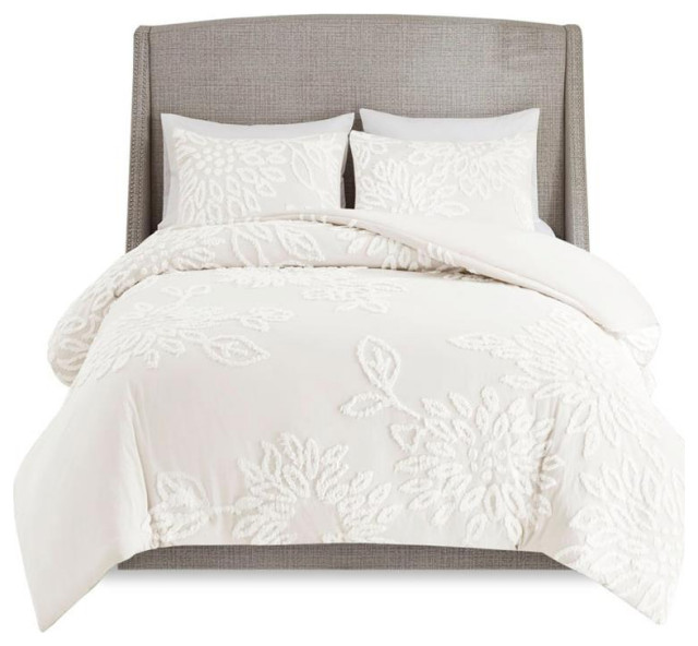 Madison Park Veronica Shabby Chic Comforter/Duvet Cover/Coverlet Set, Off White Farmhouse