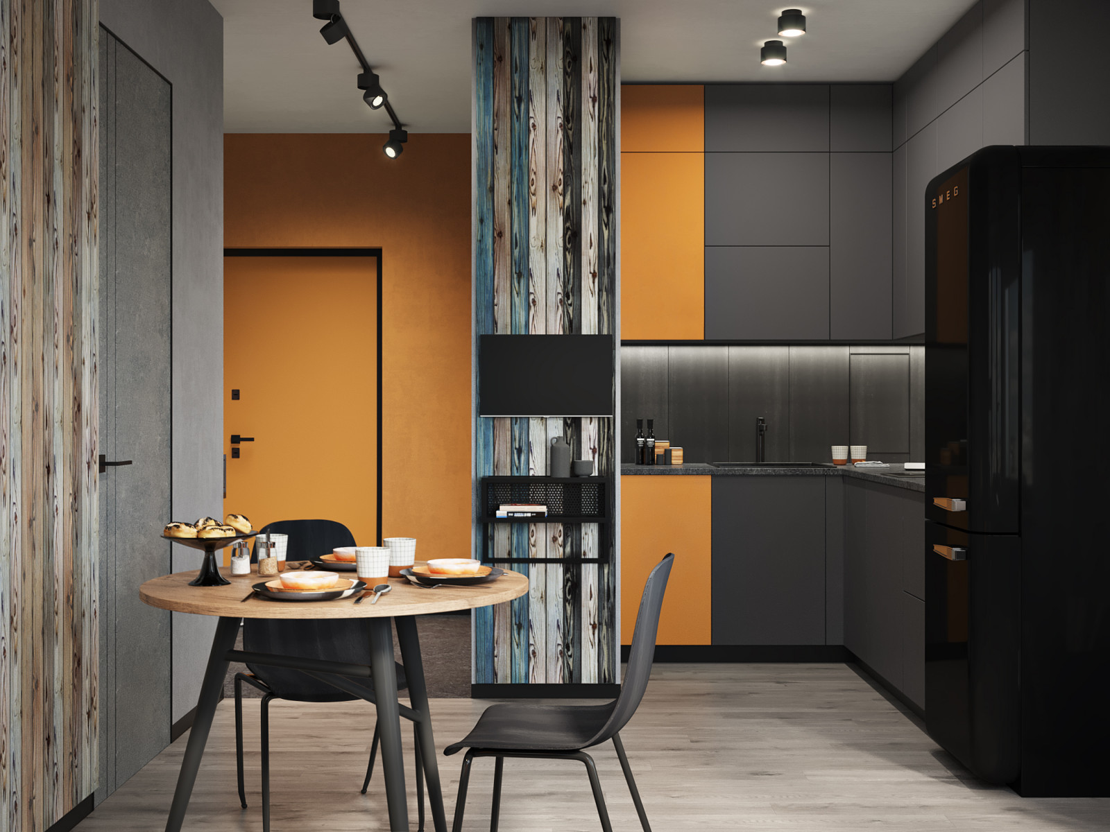 Проект квартиры 34м2 "Original Prankster" для юного начинающего художника