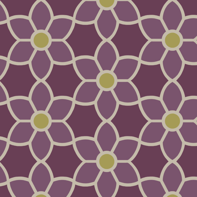 Blossom Purple Geometric Floral Wallpaper - Contemporary - Wallpaper