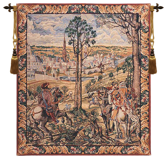 Old Brussels Flanders Vertical Tapestry Wall Art Hanging Traditional Tapestries by