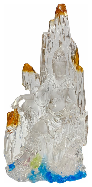 Pendentif Statue En Verre Liuli – Kwan Yin, Déesse De La Miséricorde – Artisanal