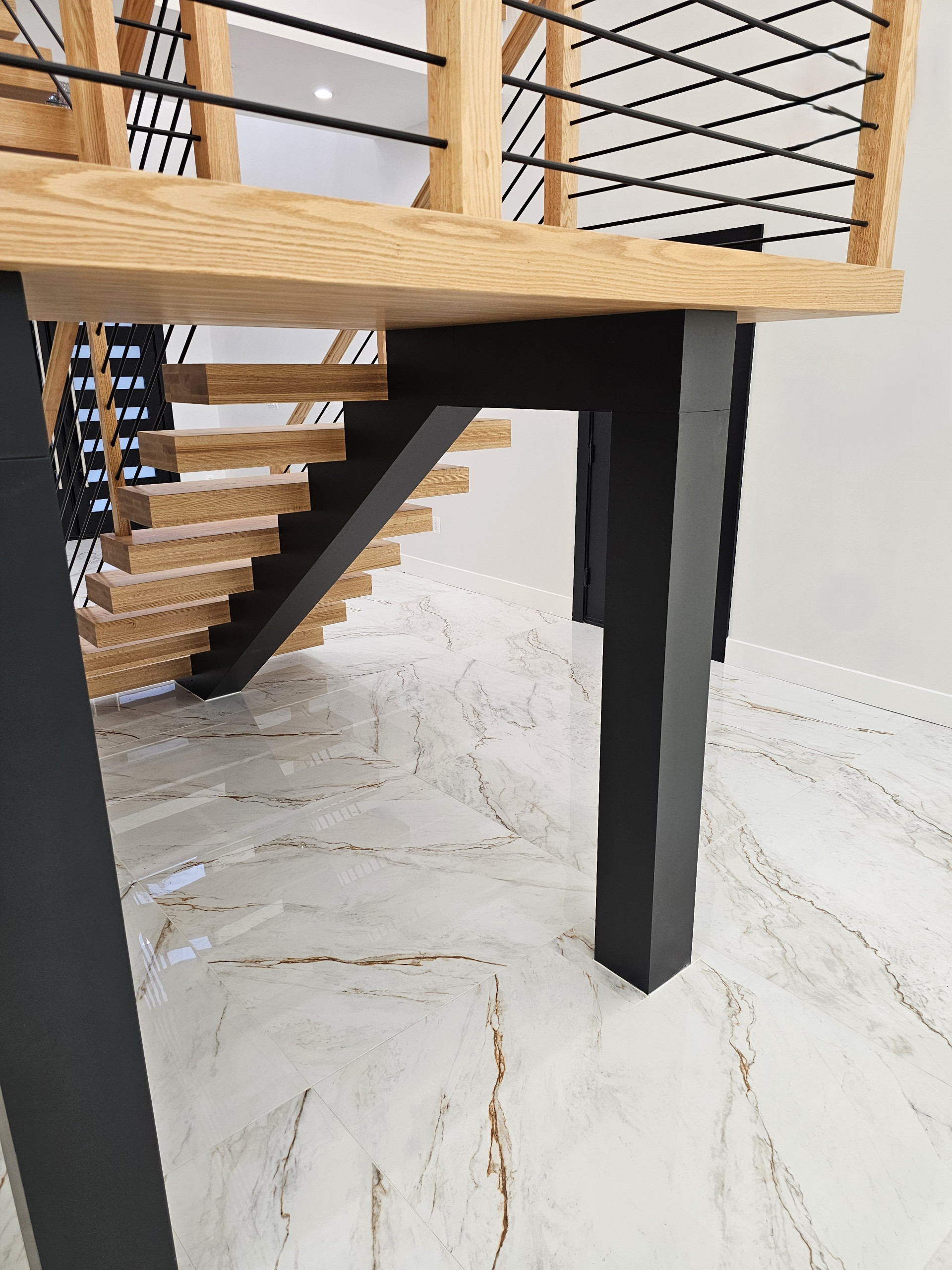 143_Modern Floating Red Oak and Metal Staircase, Sterling, VA