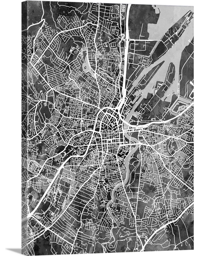 "Belfast Northern Ireland City Map" Wrapped Canvas Art Print