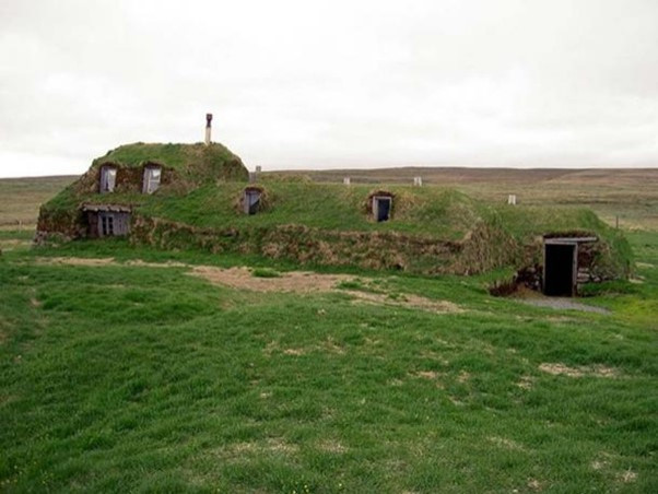 Historic traditional Icelandic turf house