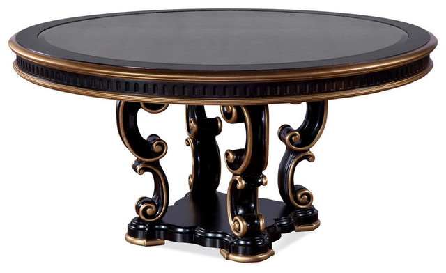 Bassett Mirror Palazzo Round Dining Table in Gold Leaf & Black