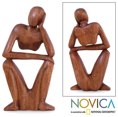 'Thinking of You' Wood Sculpture (Indonesia)