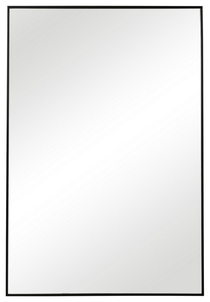 Benzara BM239300 Rectangular Thin Polystyrene Frame Mirror, Black