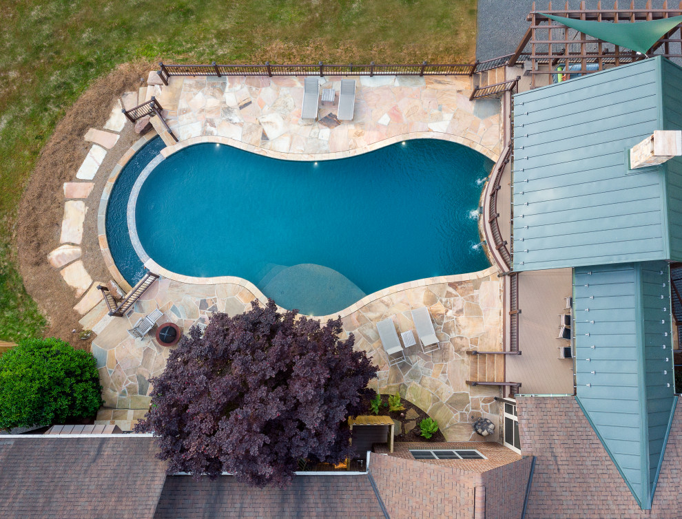 Luxury Vanishing Edge Pool with Copper Scuppers - Rustic - Pool - Other ...