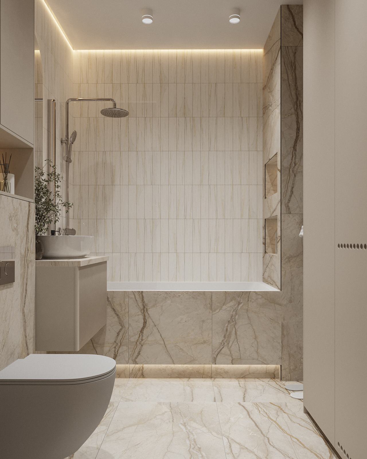 Проект ванной комнаты в современном стиле