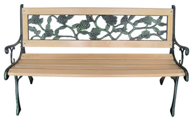 Vidaxl Garden Bench W Rose Patterned Backrest Park Outdoor