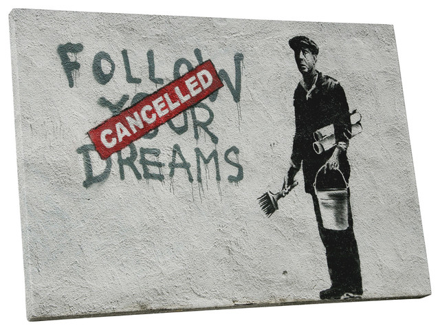 Banksy Follow Your Dreams Cancelled Street Art Graffiti 12x18/" Real Canvas Print