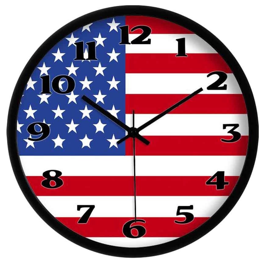 American Flag United States Wall Clock, Stars and Stripes Home Decor