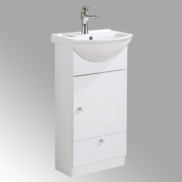 White Bathroom Cabinet Vanity Sink 17 3, Bathroom Vanity With Sink And Faucet Included