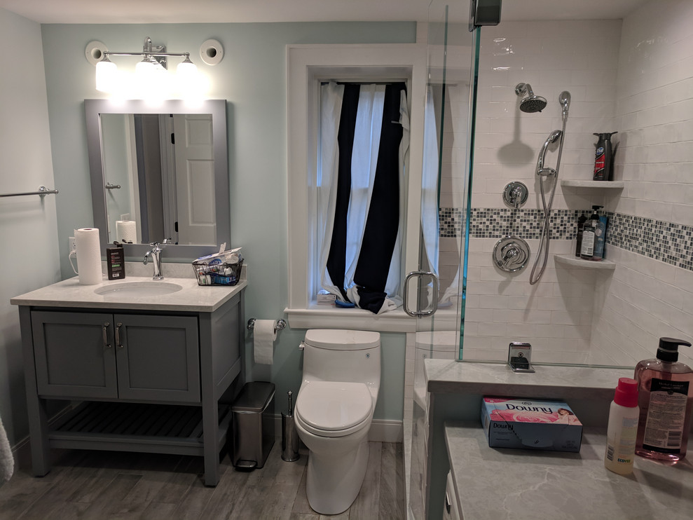 Basement bath and laundry space