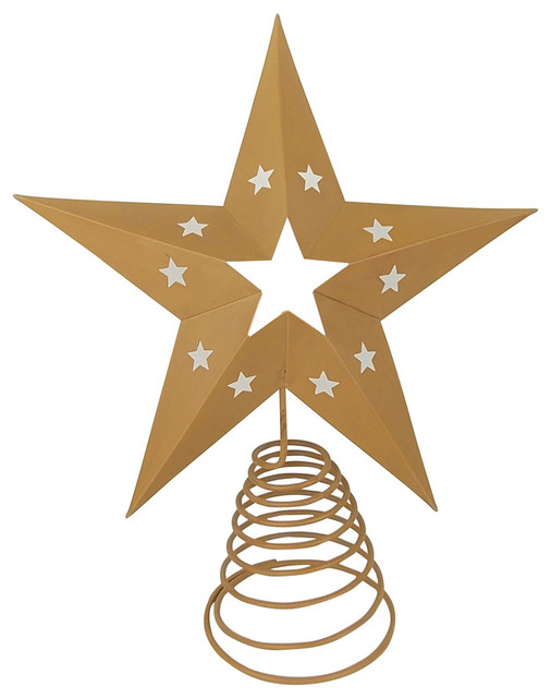 11" Mustard Yellow Tin Star Tree Topper Southwestern Christmas