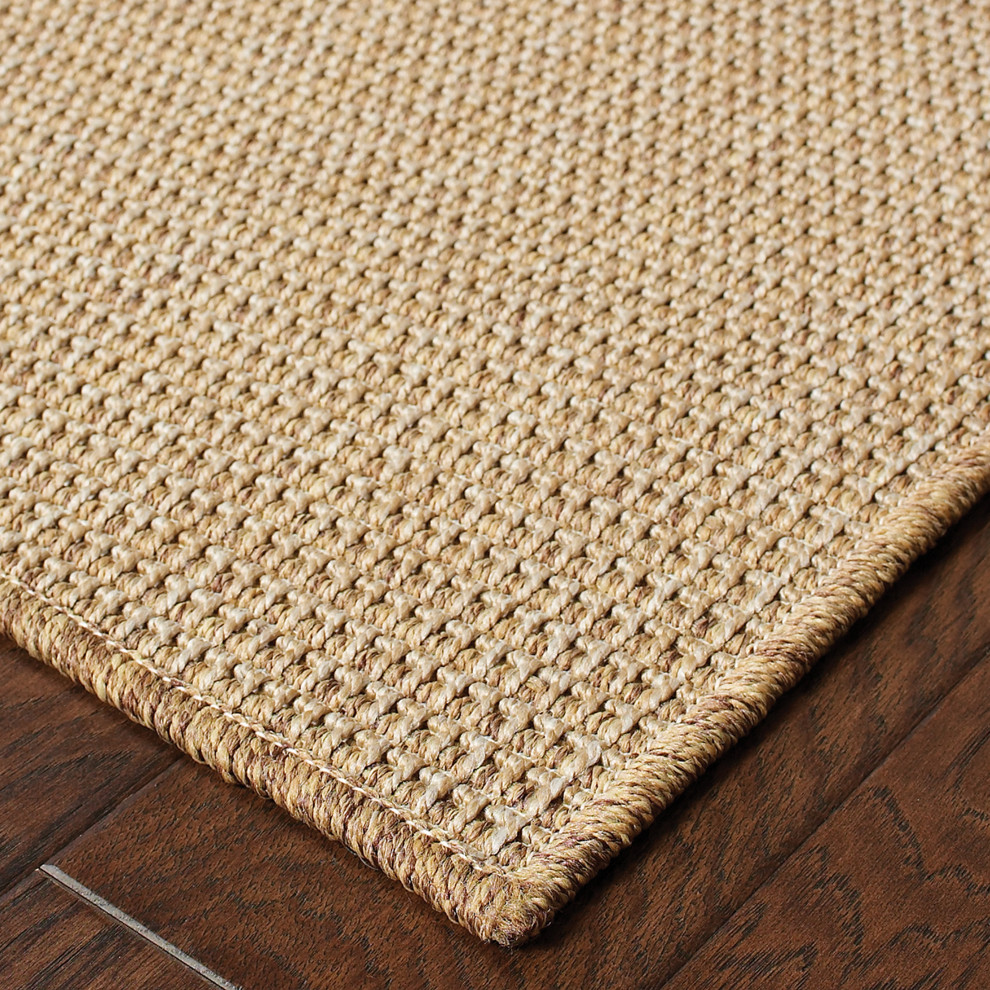 Key West Indoor and Outdoor Sisal Look Sand Rug, 2'3"x7'6" Beach