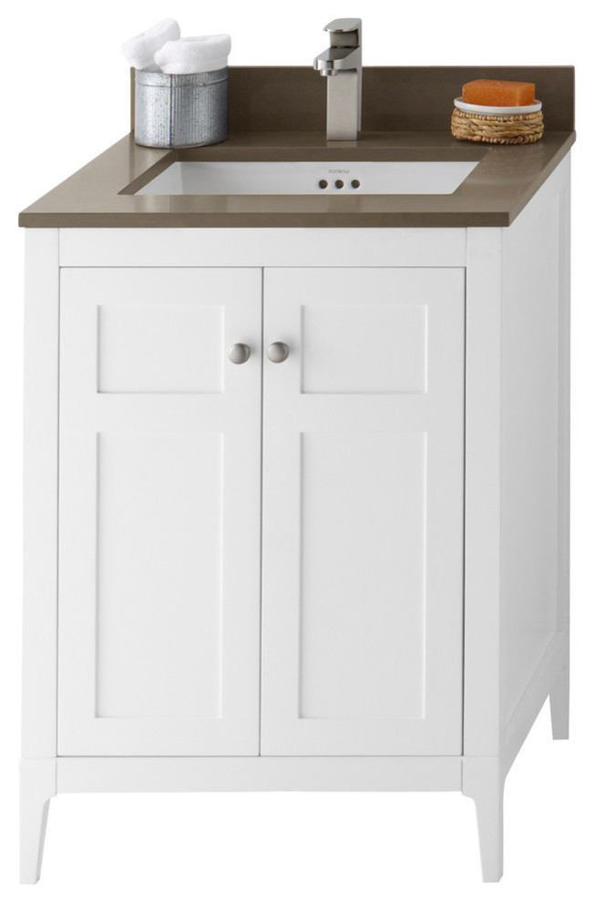 Ronbow Briella Solid Wood 24" Vanity Base, White Transitional Bathroom Vanities And
