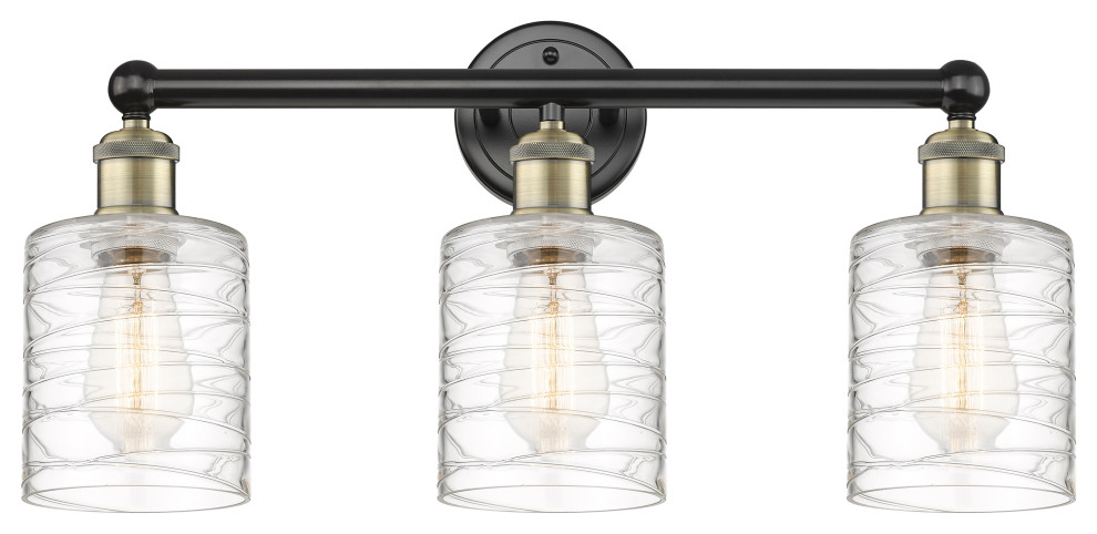 Edison Cobbleskill 3-Light 23" Bath Vanity Light, Black Antique Brass ...
