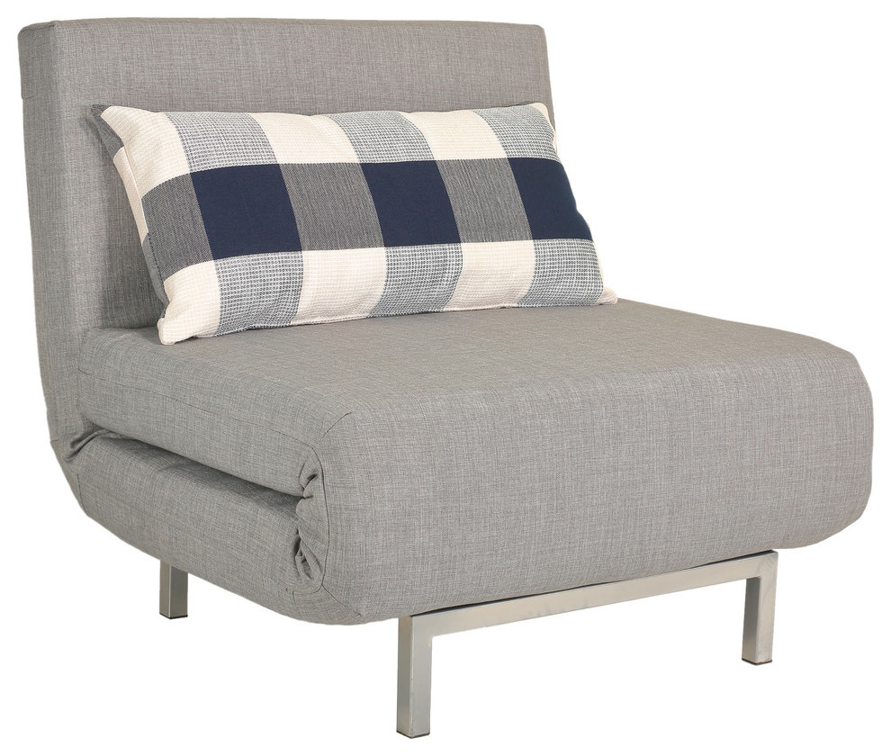 Savion Convertible Accent Chair Bed, Gray - Contemporary - Sleeper