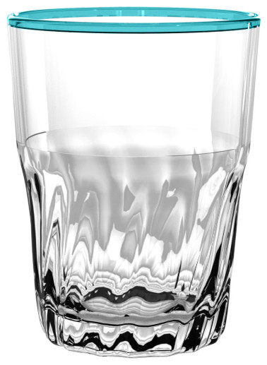 Cantina Double Old Fashioned Opaque Acrylic Glass 6 Piece Set, Aqua  Traditional  Cocktail 