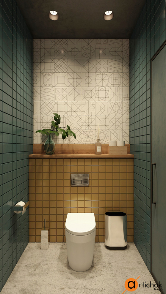 Дизайн санузла в тёмно-зеленом цвете