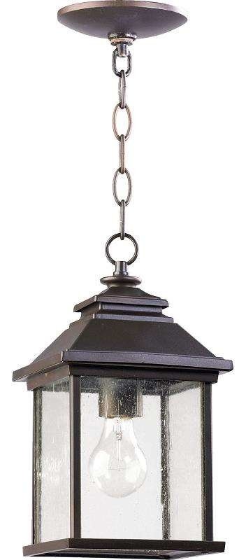 One Light Oiled Bronze Clear Seeded Glass Hanging Lantern