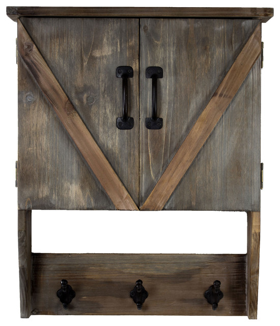 Rustic Hanging Storage Cabinet And Hooks Farmhouse Wall Organizers By American Art Decor Inc Houzz - Rustic Wall Cabinet With Doors