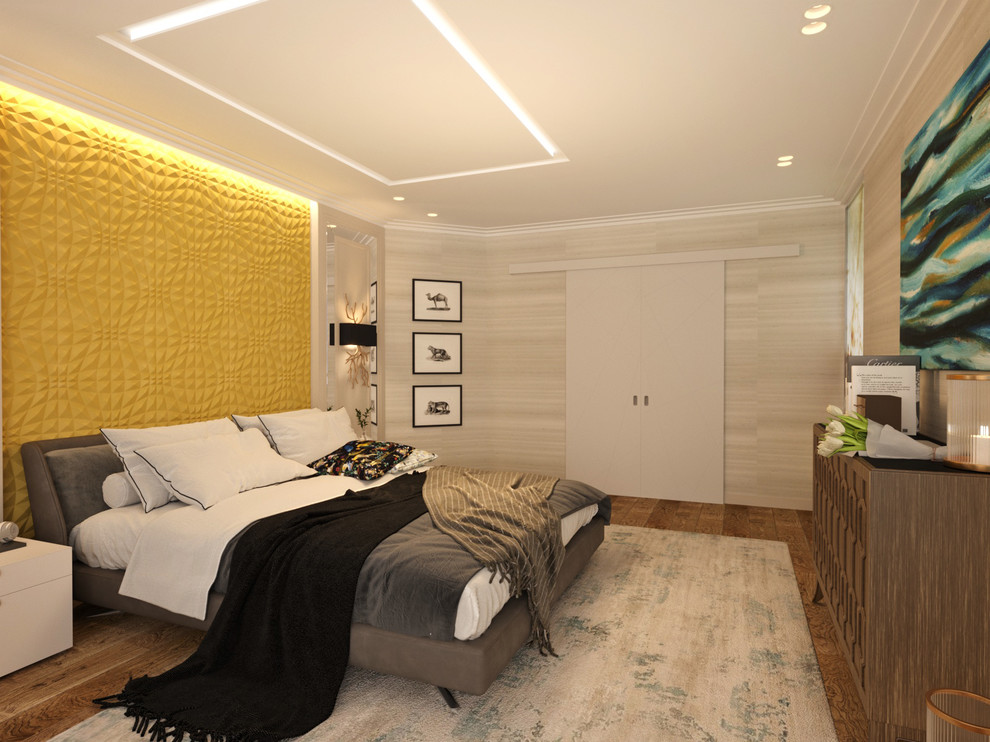 Photo of a contemporary bedroom in Moscow.