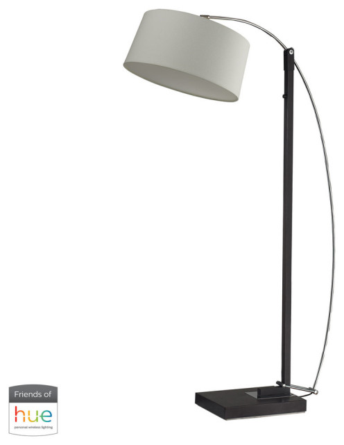 Logan Square Floor Lamp Dark Brown Off White Linen Shade Contemporary Floor Lamps By Lighting New York