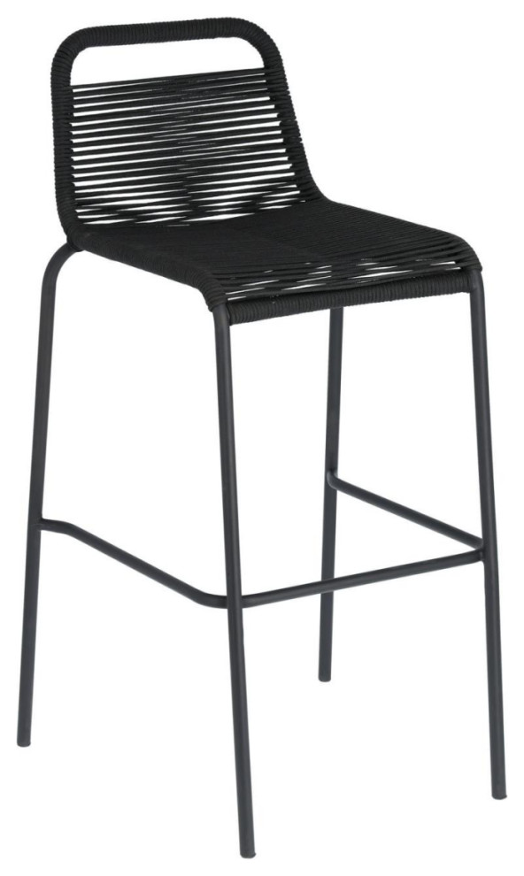 Black Braided Rope Bar Stools (4) La Forma Lambton Contemporary